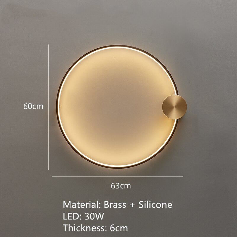 Nordic Art Circle Background Led Wall Lamp Romantic Home Round Ring Decor Livingroom Bedroom Aisle