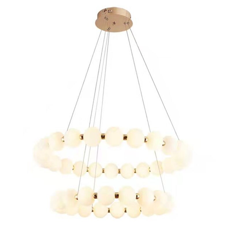 Luxury Copper Led Chandeliers White Acrylic Ball Parlor Hall Hanging Lamp Dining Room Bedroom