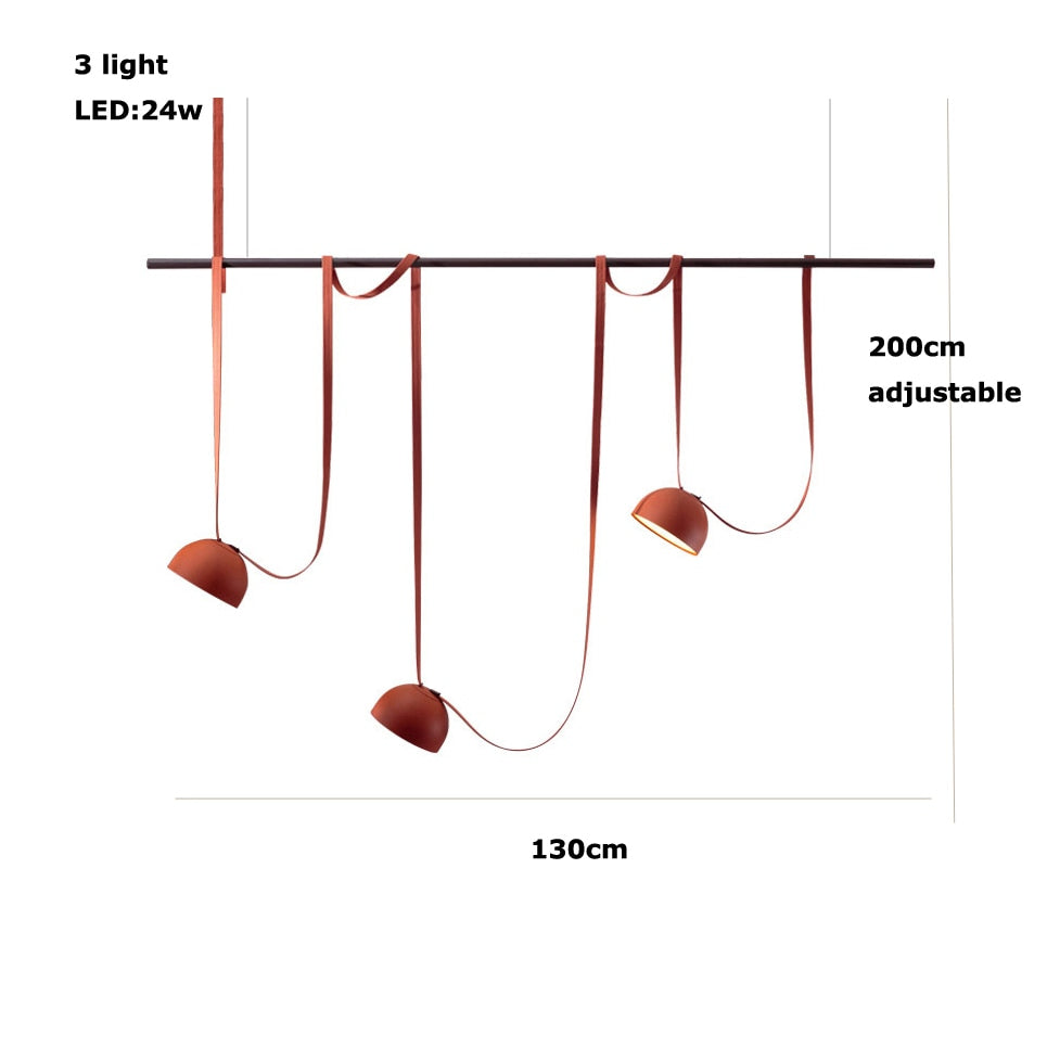 Trendy Diy Long Belt Black Orange Pendant Light Chandelier Luminaire Suspension Lamp For Living Room
