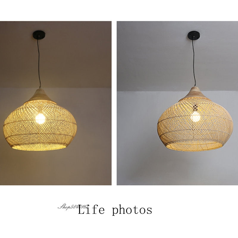 Hand - Woven Rattan Lamps For Dining Room Restaurant Kitchen Lighting Fixtures Loft Luminaries