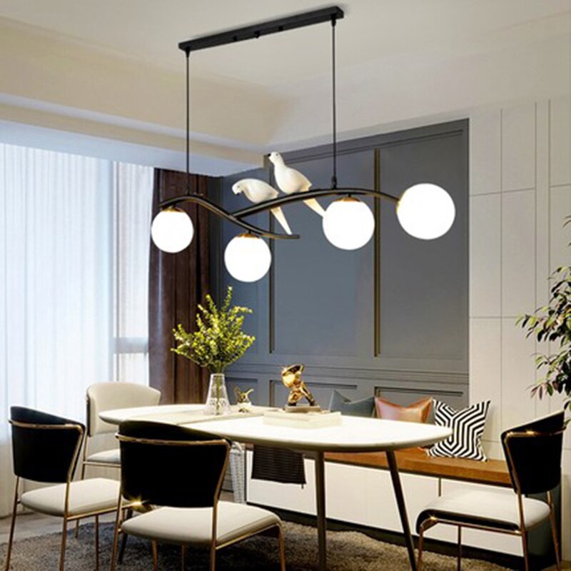 Nordic Modern Bird Pendant Lights White Glass Ball Lighting