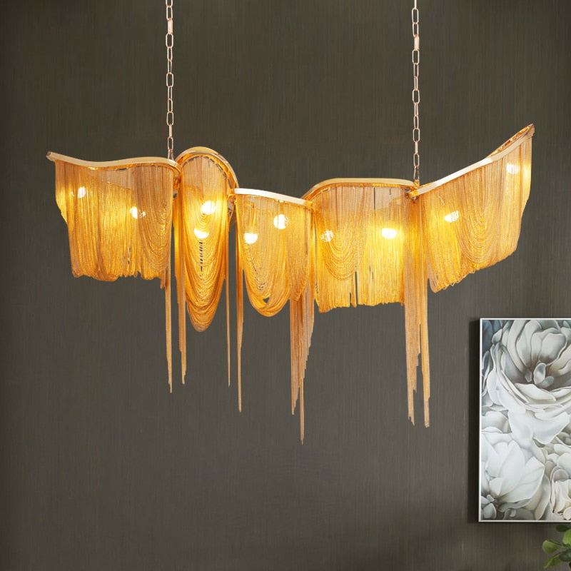 Modern Novelty Tassel Led Chandelier Lighting Living Dining Room Decor Chandeliers Lamp Loft Villa