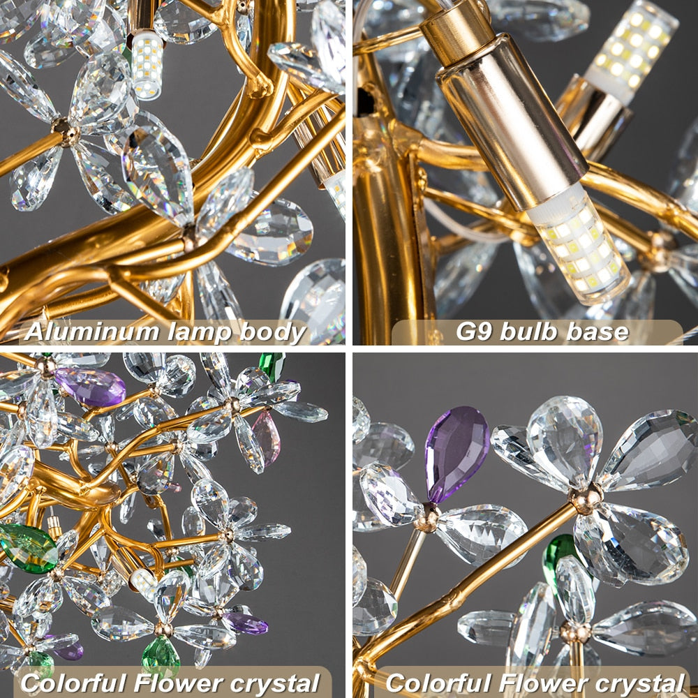 Liana French Crystal Gold Pendant Lamp For Dining & Villas Chandelier