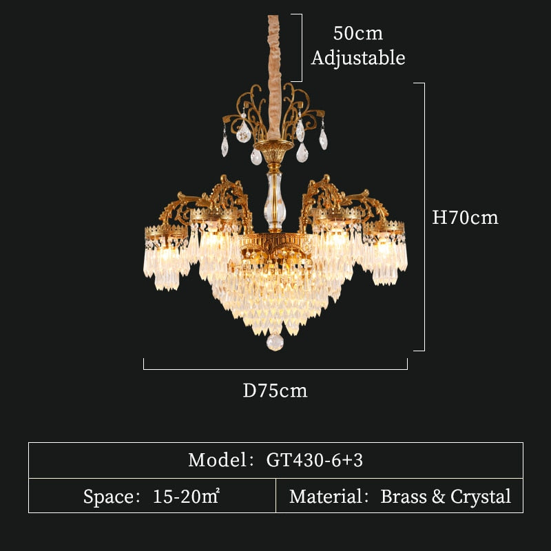Victoria Solid Brass/Copper Hanging Light Fixture Pendants Raindrop Crystal Glass Prism Chandelier
