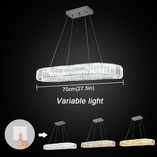 Crystal Oval Design Led Chandelier Modern Large Pendant Hanging Light Fixtures For Living Room