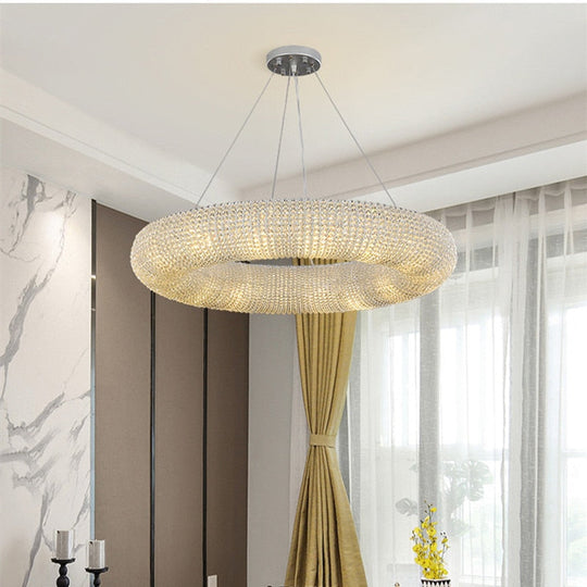 Luxury Loft Led E14 Pendant Lights For American Living Room - Crystal Accents Light