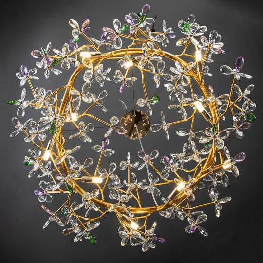 Liana French Crystal Gold Pendant Lamp For Dining & Villas Chandelier