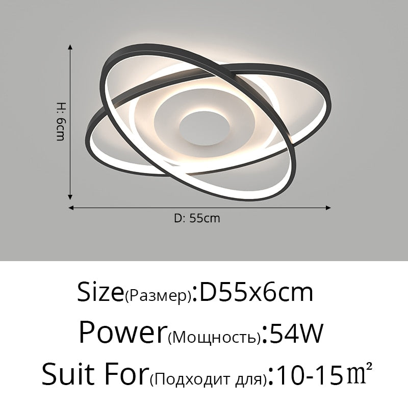 Nordic Modern Minimalist Bedroom Chandeliers White Black Led Ring Lamp Style Living Room Lights