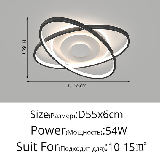 Nordic Modern Minimalist Bedroom Chandeliers White Black Led Ring Lamp Style Living Room Lights