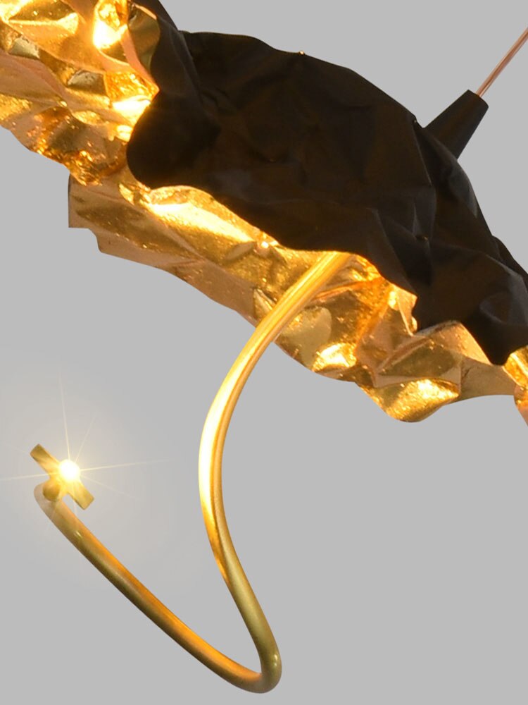 Modern Copper Lotus Staircase Led Chandelier Luxury Large Leaf Villa Stair Lighting Fixtures