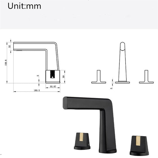 Brushed Gold Basin Faucet Total Brass Black Bathroom Gray Sink Faucets 3 Hole Hot And Cold