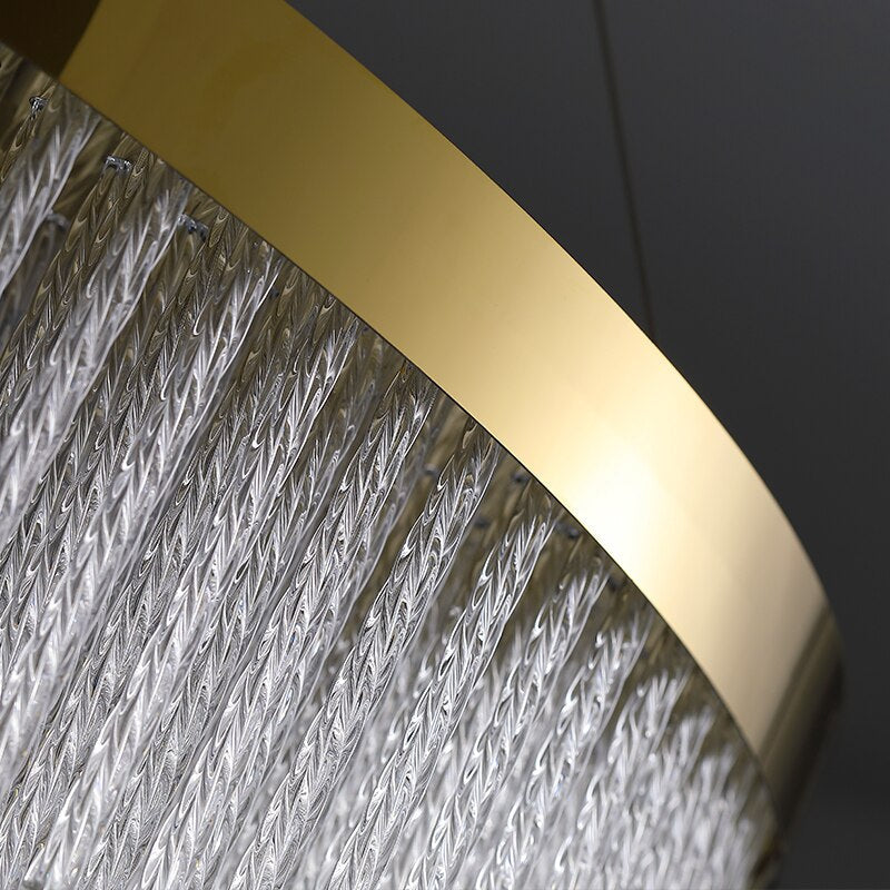 Moden Led Twisted Long Crystal Ceiling Chandelier Gold Luxury Dining Living Room Pendant Lamp Home