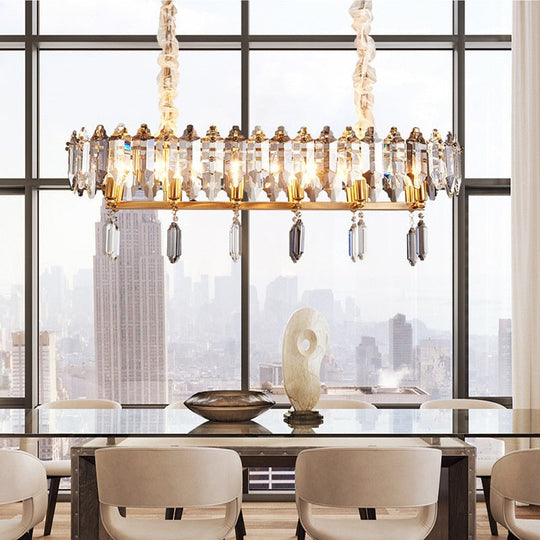 Modern Dimmable Led Chandeliers - Black Gray Crystal Lustres For Bedroom Decor & Ceiling Home