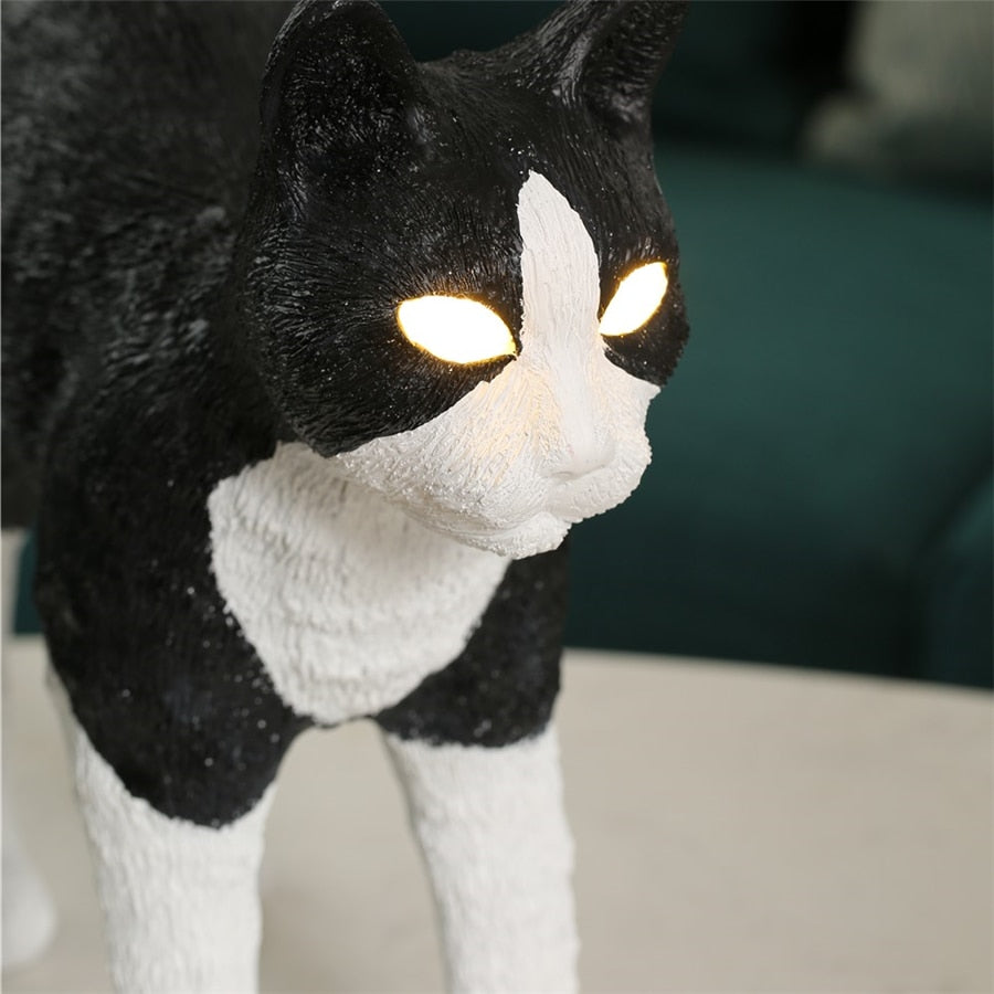 Nordic Resin Cat Table Lamps - Bedside Desk Lamp With Led Light Fixtures For Bedroom Artistic Home