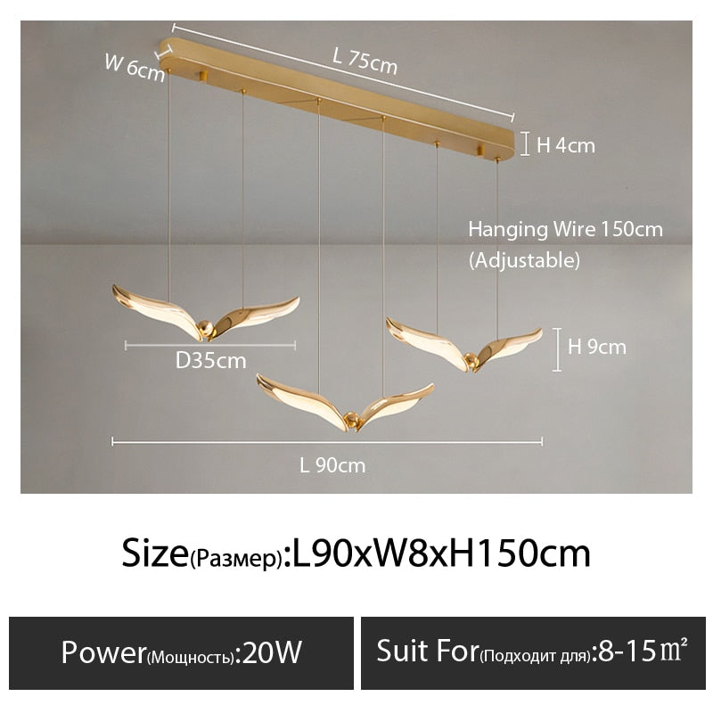 Seagull Led Chandelier Designer Creative Bar Simple Modern Personality Art Dining Table Lamp