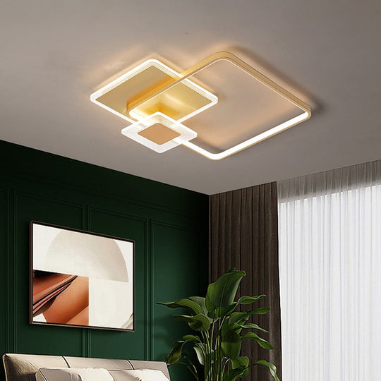 Nordic Square Living Room Bedroom Ceiling Lights Personality Creative Recessed Led Lamp Minimalist