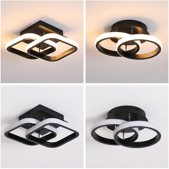 Nordic Circular White Led Ceiling Lights For Living Room Dining Rings Lamps Kitchen Bedroom Light