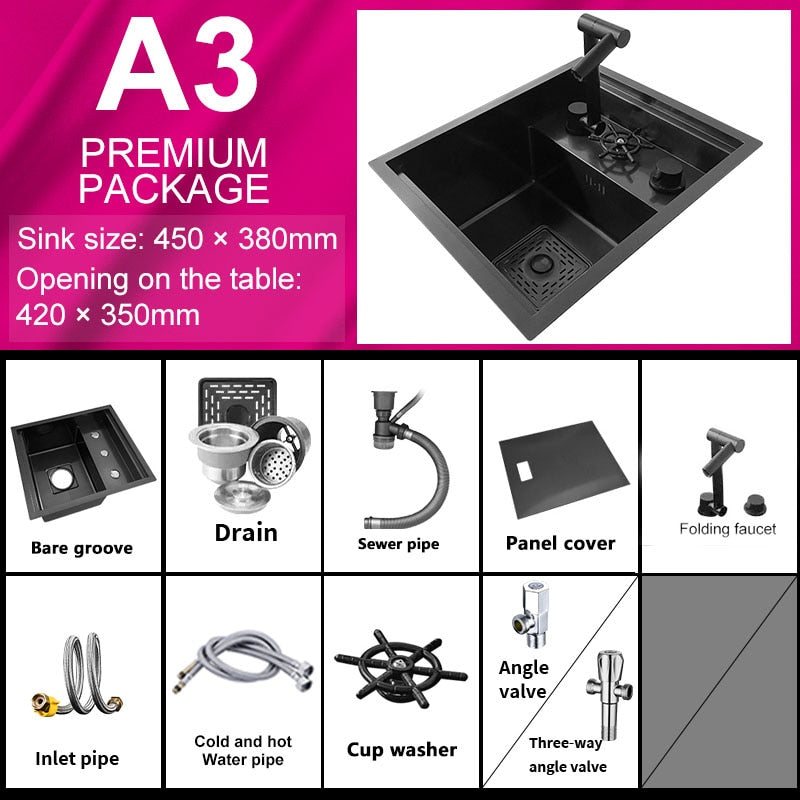 Hidden Cup Washer Sink Nano Stainless Steel Kitchen Bar Invisible To Make A Camper Van With Cover