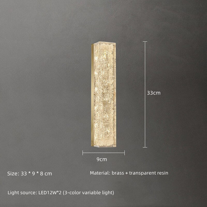 Bedside Copper Crystal Led Wall Lamp For Living Room Background Corridor Light Postmodern Resin 33Cm