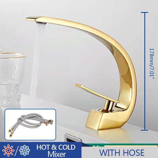 Basin Faucet Modern Bathroom Mixer Tap Black/Chrome Wash Single Handle Hot And Cold Waterfall Add