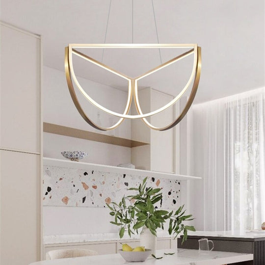 Nordic Led Stainless Steel Chandelier For Living Dining Room Bedroom Hotel Half Circle Pendant Lamp
