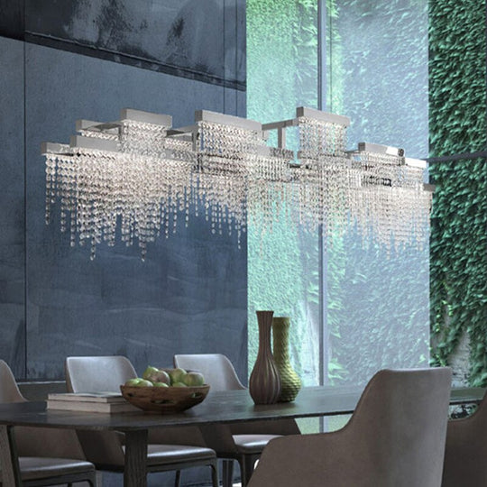 Artistic Luxury Tassel Crystal Ceiling Chandeliers - Silver/Gold Pendant Light