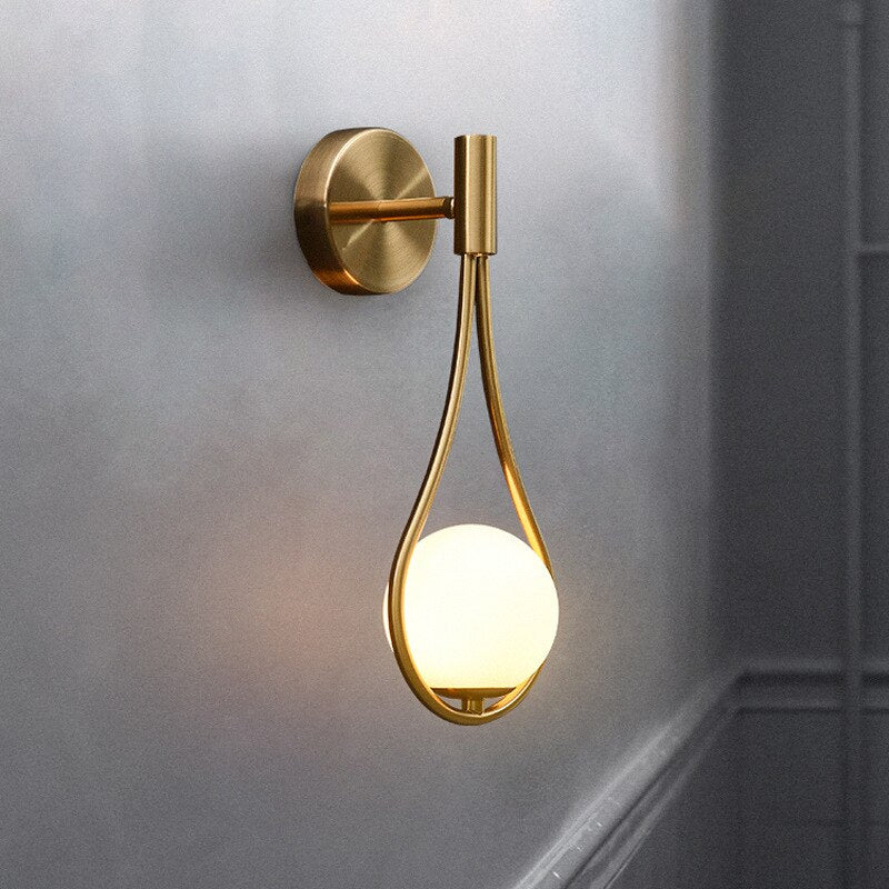 Modern Glass Ball Wall Light In Gold Black Lamp