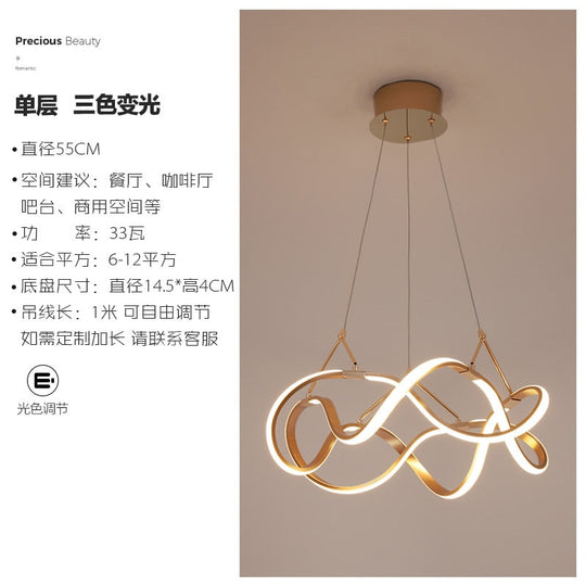 Nordic Luxury Gold Lustre Ring Led Decorative Pendant Lights Modern Simple Hanging Lamp Living Room