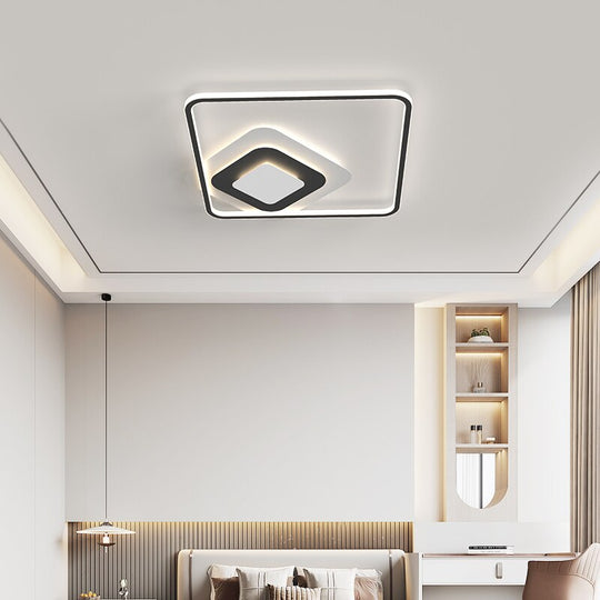 Nordic Modern Minimalist Bedroom Chandeliers White Black Led Ring Lamp Style Living Room Lights