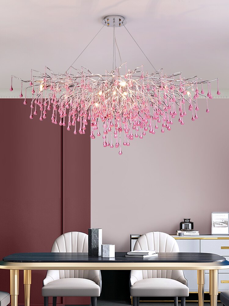Creative Tree Branch Chandelier For Bedroom Girl Room Decoration Hanging Lamp Lovely Cute Pink Blue