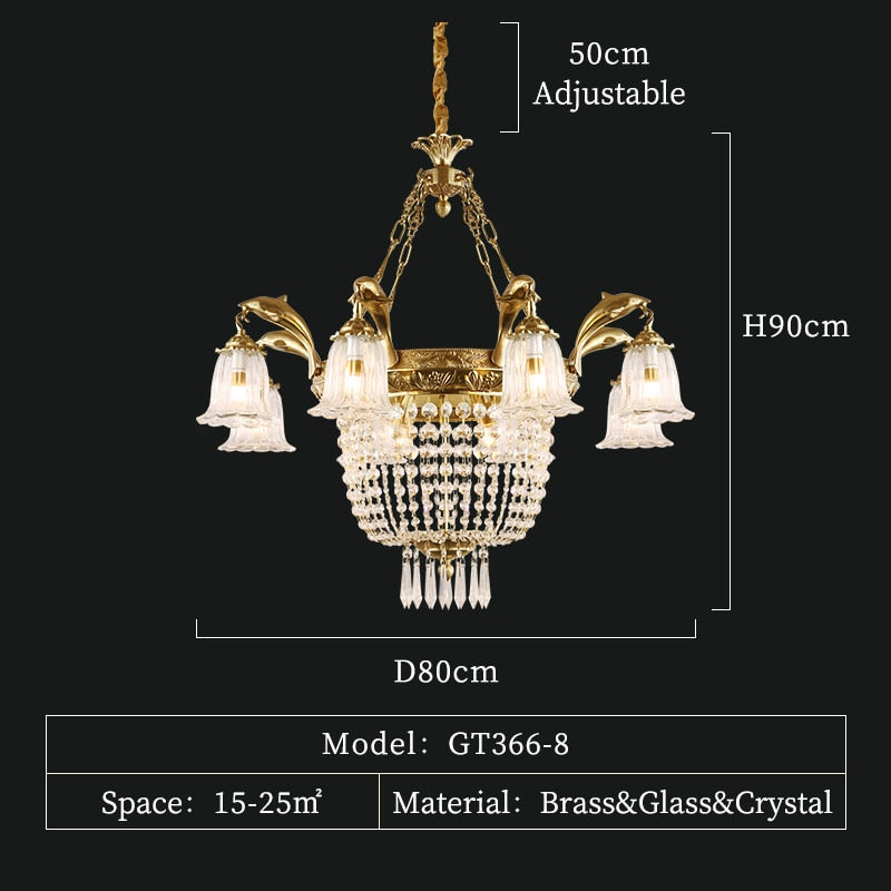 Rococo Gold Pendant Light Brass Dining Hanging Lamp Flushed Ceiling Copper Chandelier Library