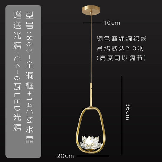 Chinese Zen Art Crystal Lotus Pendant Lights Modern Luxury Led Hanging Lamp Home Decor Loft Salon