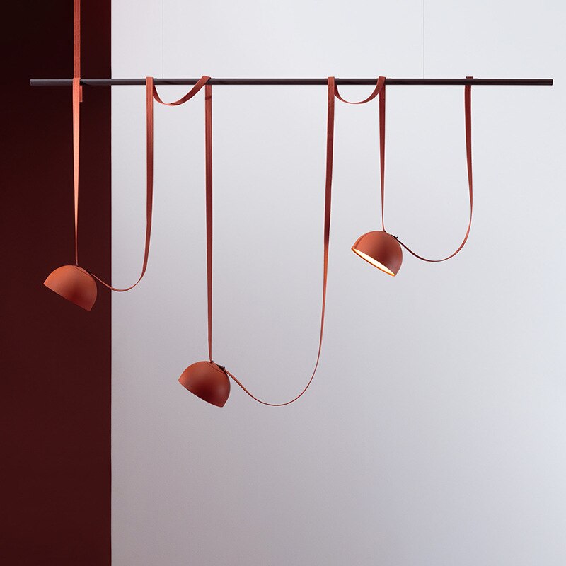 Trendy Diy Long Belt Black Orange Pendant Light Chandelier Luminaire Suspension Lamp For Living Room