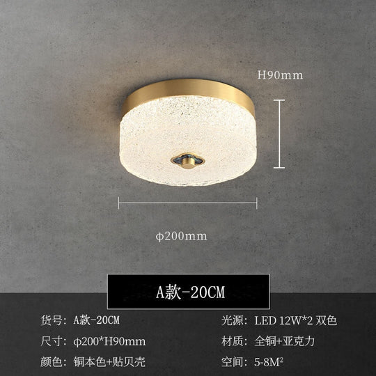New Round Ceiling Lamp Led Light Luxury All - Copper Lamps For Living Room Restaurant Aisle Sun