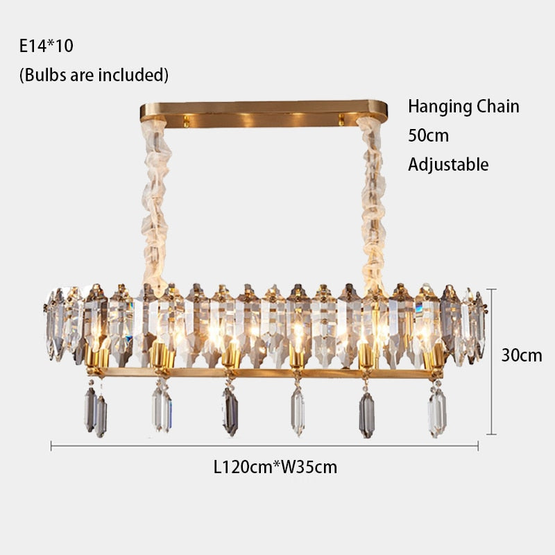 Modern Dimmable Led Chandeliers - Black Gray Crystal Lustres For Bedroom Decor & Ceiling Home