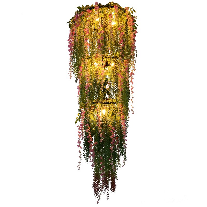 Simulation Of Green Plants And Flowers Willow Branches Pendant Light Theme Restaurant Wine Market