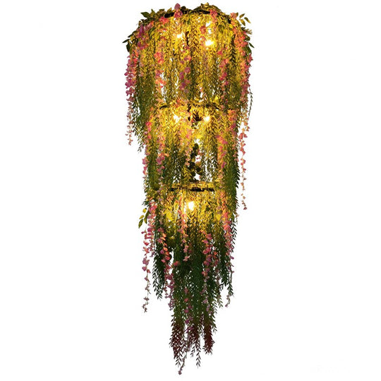 Simulation Of Green Plants And Flowers Willow Branches Pendant Light Theme Restaurant Wine Market