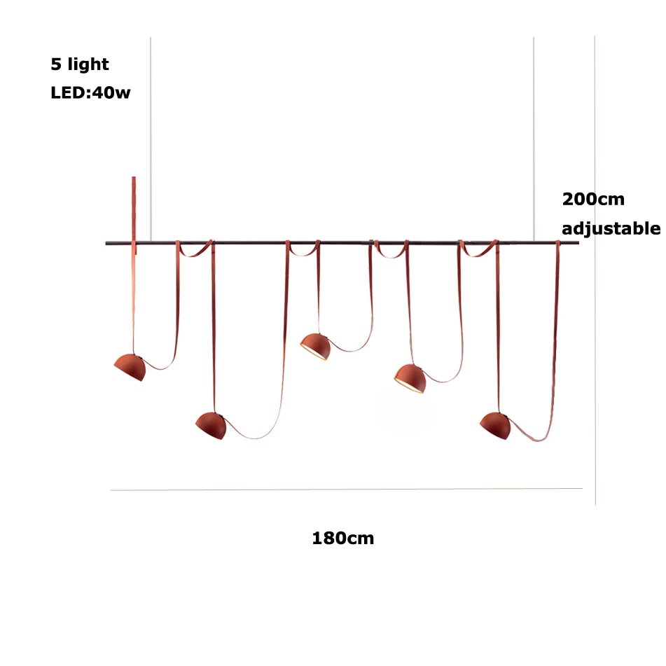 Trendy Diy Long Belt Black Orange Pendant Light Chandelier Luminaire Suspension Lamp For Living Room