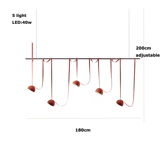 Trendy Diy Long Belt Black Orange Pendant Light Chandelier Luminaire Suspension Lamp For Living Room