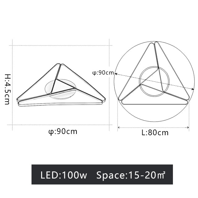 Modern Led Chandelier Lighting For Bedroom Study Room Living Room White/Black/Grey 90 - 260V