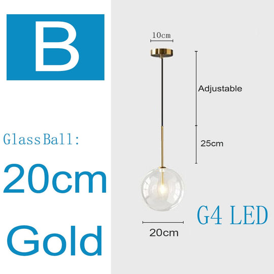 Nordic Pendant Lamp Modern Clear Glass Lights Ball Vintage Hanging For Loft Kitchen Living Room