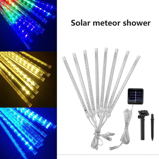 30/50Cm 8 Tubes Meteor Shower Rain Led Fairy String Lights Solar Waterproof Lamp Garden Decor
