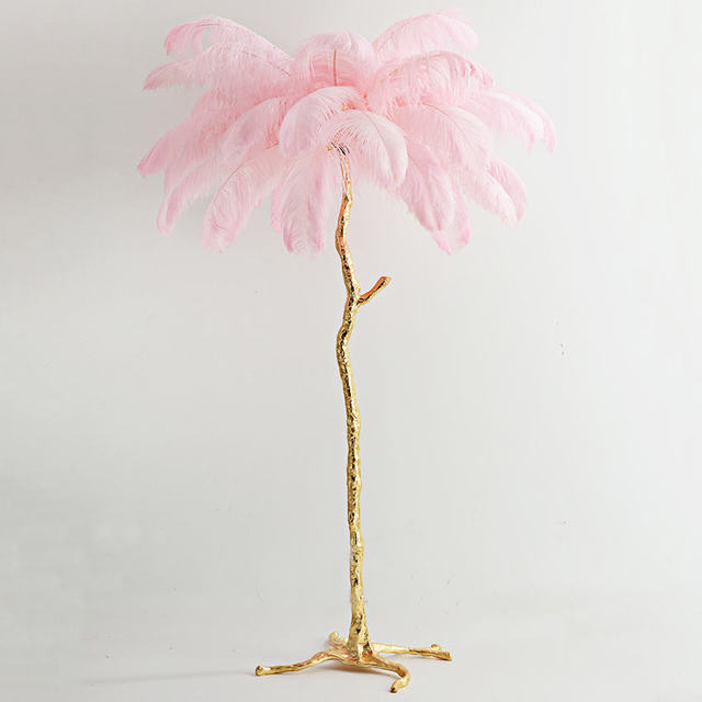 Nordic Home Decor Floor Lamps For Living Room Standing Modern Luxury Ostrich Feather Led Lamp Gold