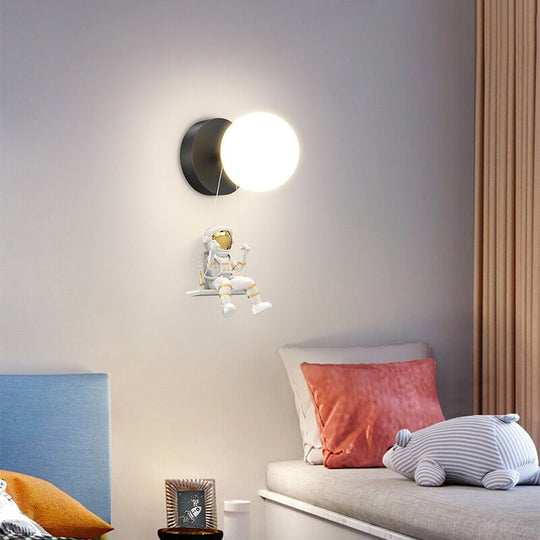 Astronaut Swing Glass Ball Modern Children Wall Lamp Bedroom Bedside Living Room Kitchen Bathroom