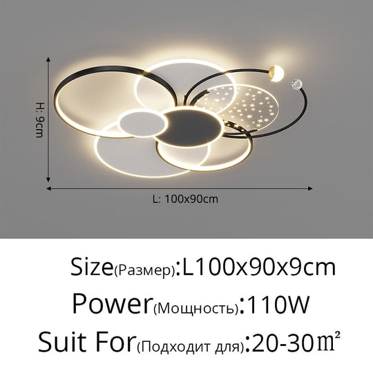 Round Living Room Led Chandeliers Luxury Bedroom Full Of Stars Gold Chandelier Simple Modern