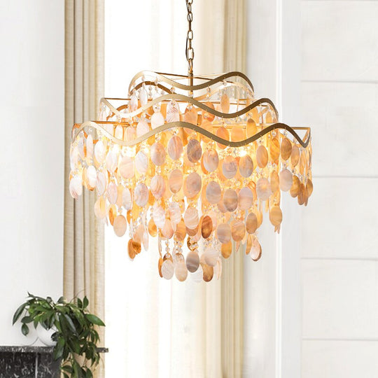 Ac90 - 260V White Capiz Pendant Lamp Seashell Chandeliers Bedroom Metal Fun Shell Light Fixtures