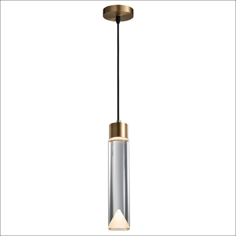 Modern Clear Crystal Pendant Lamp - Copper Hanging Light Fixture For Dining Room Kitchen And Bedside