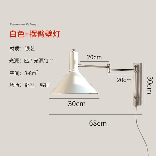 Italian Design Vintage Industrial Wall Lamp Led E27 Swing Arm Adjustable Bauhaus Scocnes Studio