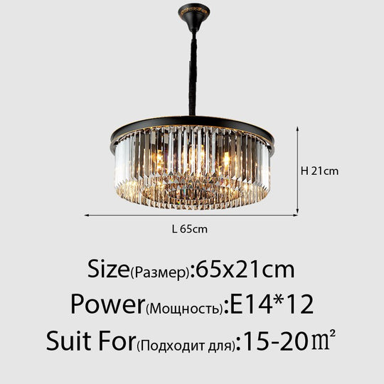 Susie - Modern Industrial Retro Crystal Chandelier 12Heads Black Chandeliers