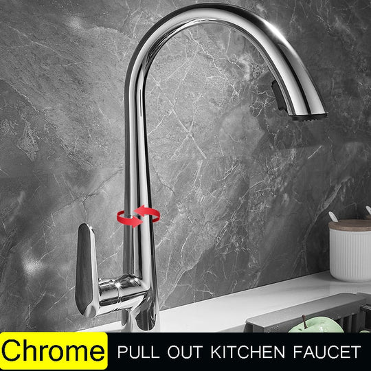 Single Handle Hole Pull Out Spray Brass Kitchen Sink Faucet Mixer Cold Hot Water Taps Torneira
